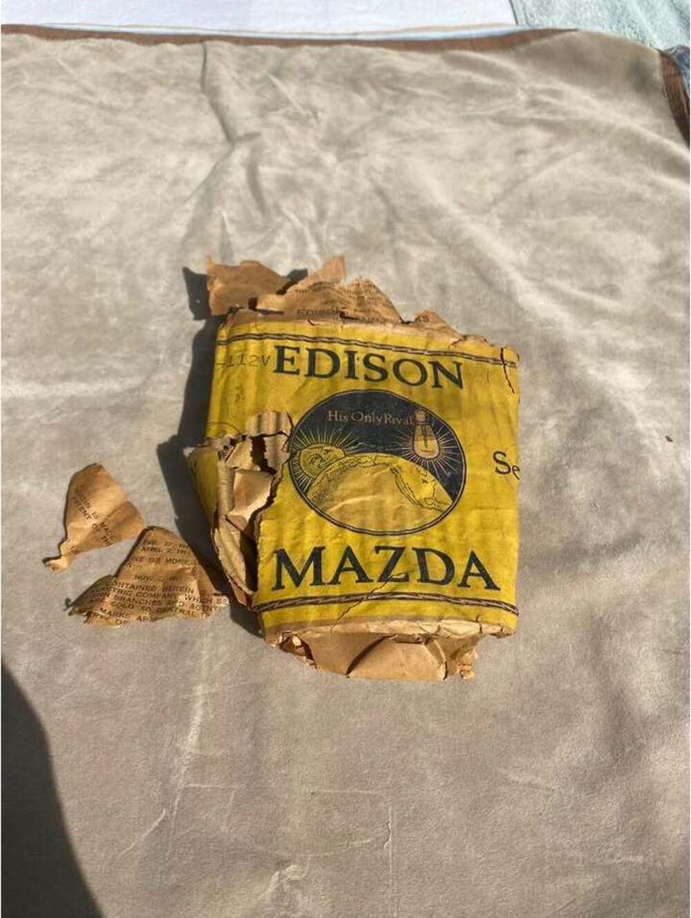 1912 Antique Edison Mazda Light Bulb Paper Sleeve Wrapper